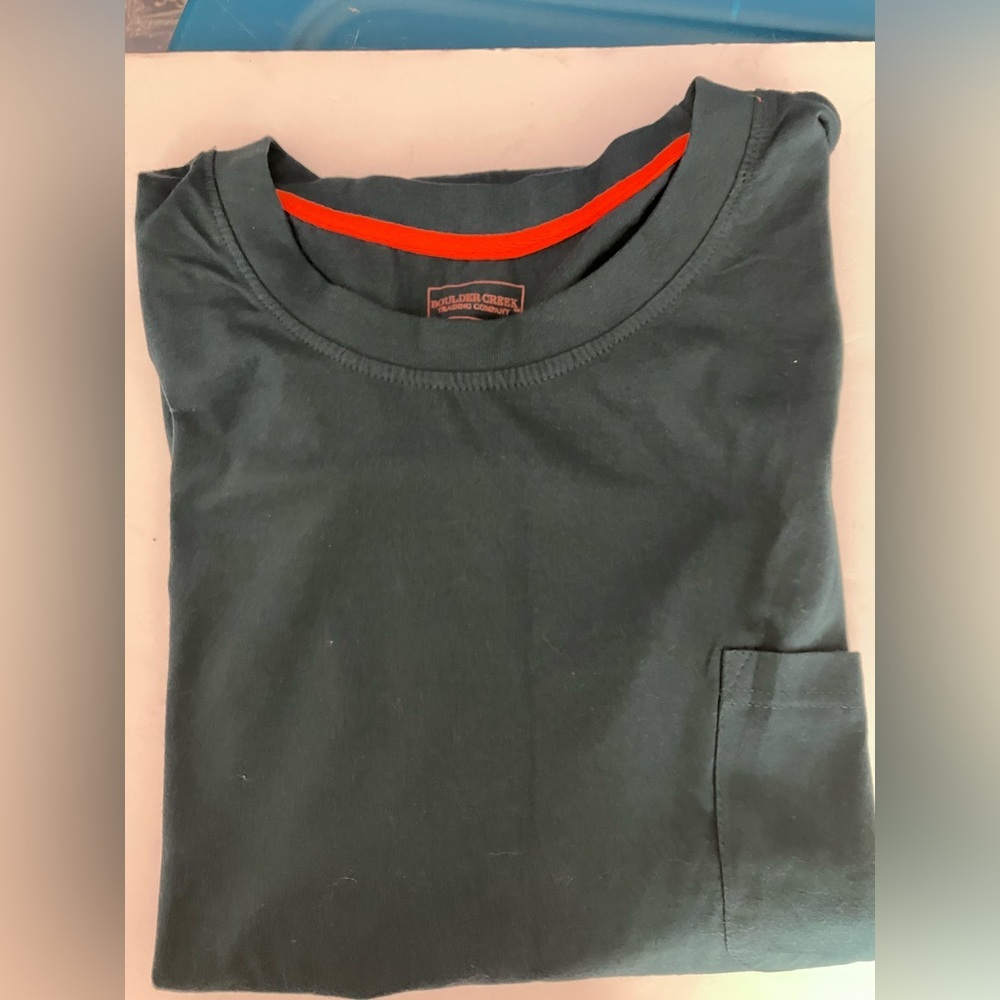 Men’s Short Sleeve T-Shirt, Size 7X, Teal, Chest Pocket, NWOT